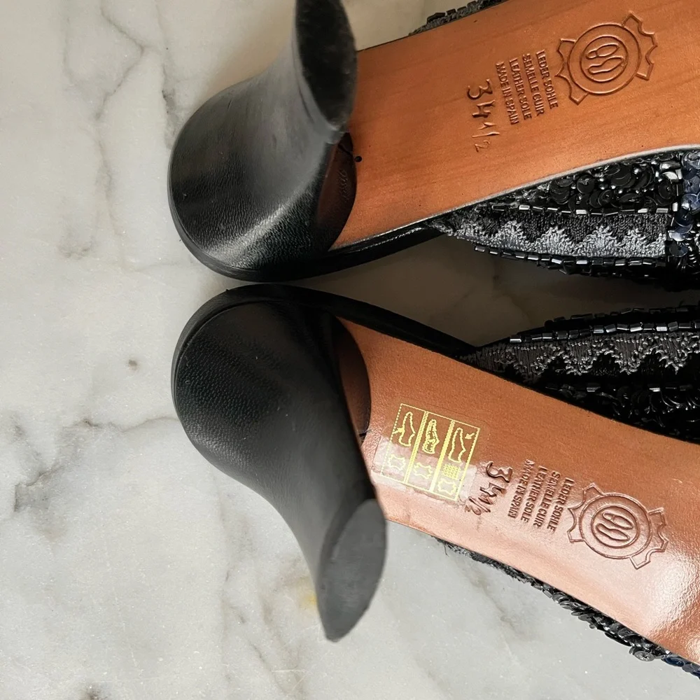 Vintage Arnold Churgin Silk Beaded Mule Size 4 1/2 (fits like size 5) - Picture 5 of 10